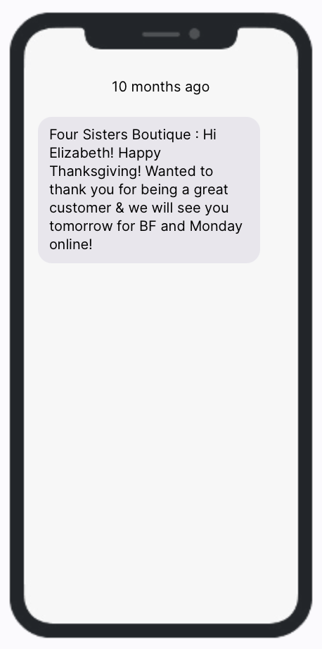 Four Sisters Thanksgiving Text